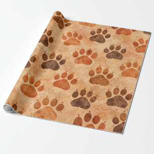 Papel De Presente Padrão de Impressão de Pata em Aquarela Rústica (1