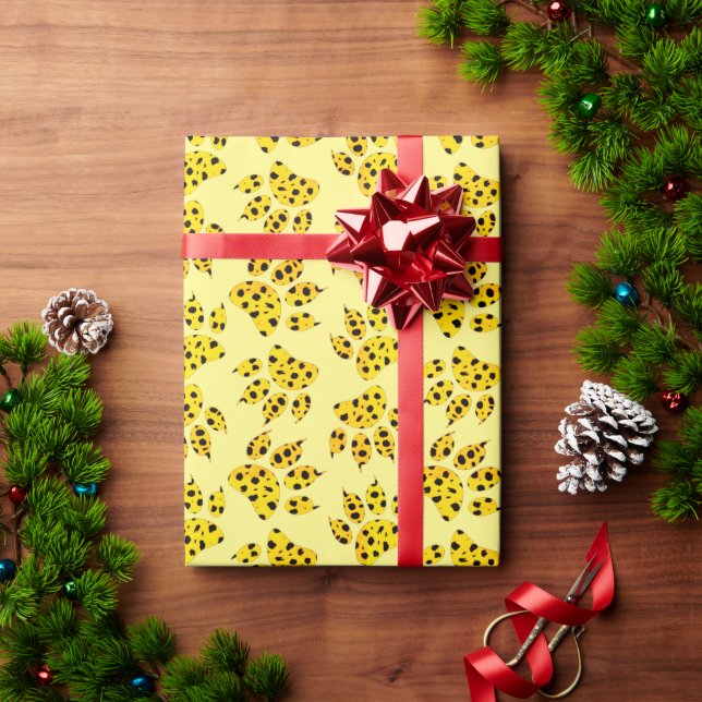 Papel De Presente Padrão de impressão de pata-leopardo (Presente de Natal)