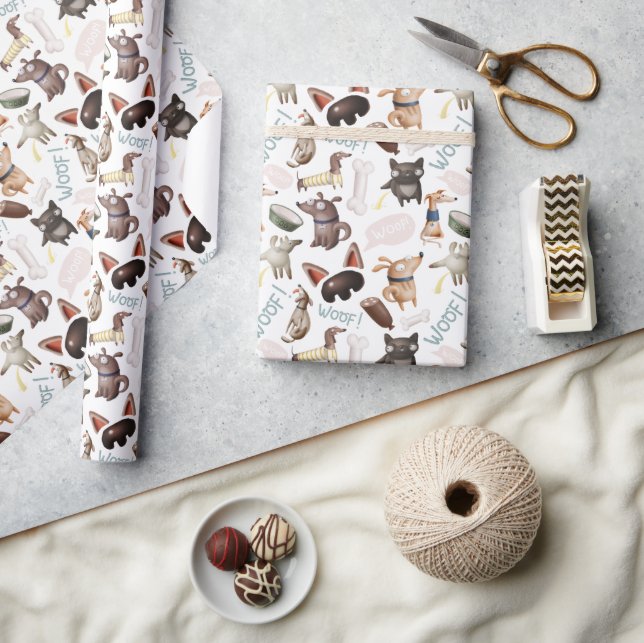 Papel De Presente Padrão de impressão divertido para amantes de cães (Artesanato)