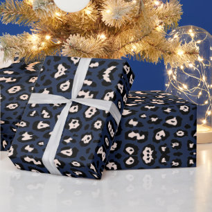 Papel De Presente Padrão de impressão do leopardo-feminino azul-rosa
