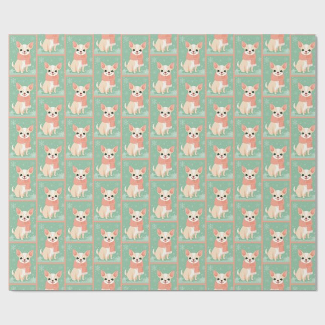 Papel De Presente Padrão de Inverno Chihuahua (Aberto)