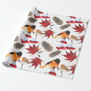 Papel De Presente Padrão de inverno da Aquarela Elegante