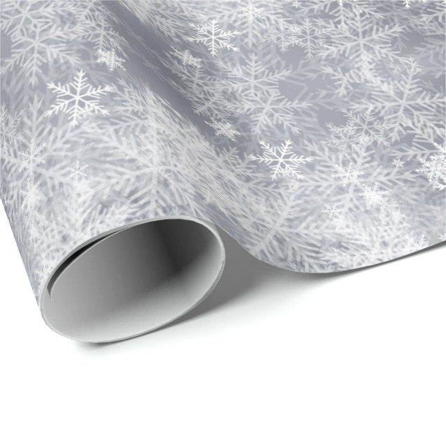 Papel De Presente Padrão De Inverno Da Cinza De Gelo, (Ponta do rolo)