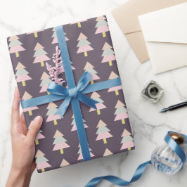 Papel De Presente Padrão de Inverno de Árvore Pastel Moderna