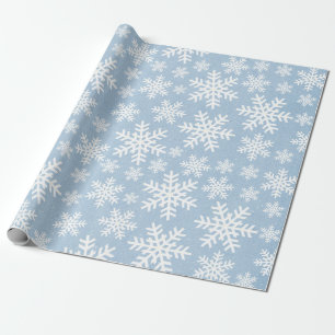 Papel De Presente Padrão de inverno do Floco de Neve Azul Fenda de