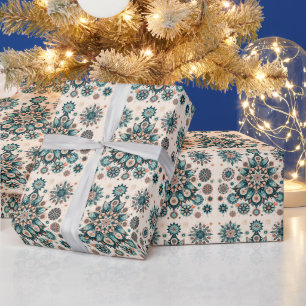 Papel De Presente Padrão de inverno do floco de neve colorido