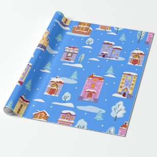 Papel De Presente Padrão de inverno sem costura desenhado à mão c