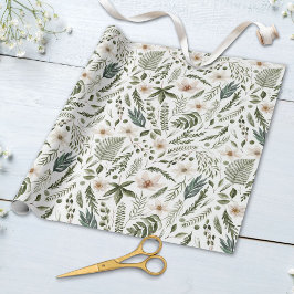 Papel De Presente Padrão de Jardim Botânico Floral de Aquarela