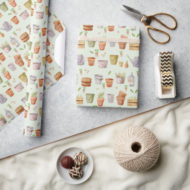 Papel De Presente Padrão de Jardim de Chã de Bebê Cultivado Localmen (Artesanato)