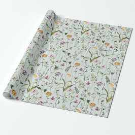Papel De Presente Padrão de Jardim de Flores Silvestres