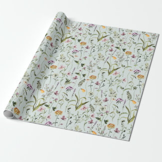 Papel De Presente Padrão de Jardim de Flores Silvestres 