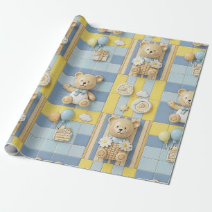 Papel De Presente Padrão de Jardim Margarida do Ursinho (7)