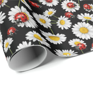 Papel De Presente Padrão de joaninha xadrez fofo