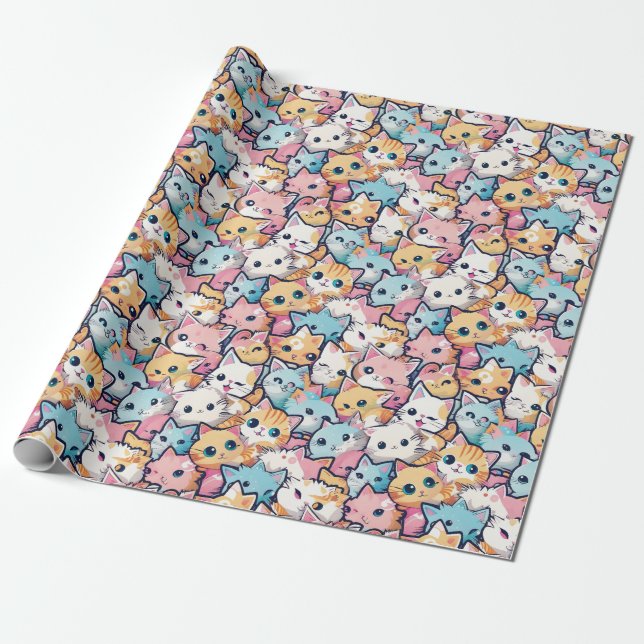 Papel De Presente Padrão de Kittens (Desenrolado)