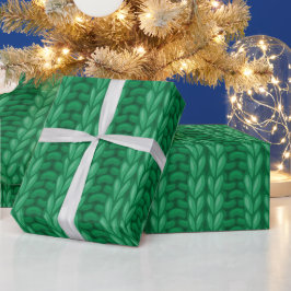 Papel De Presente Padrão de lã de tricô verde de inverno