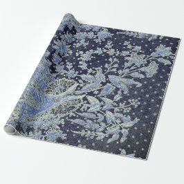 PAPEL DE PRESENTE PADRÃO DE LACE ANTICO PADRÃO DE PRESSÃO EM AZUL