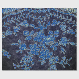 PAPEL DE PRESENTE PADRÃO DE LACE ANTIQUANTO PRETO DE ENVOLVIMENTO DE