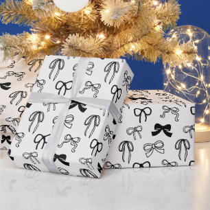Papel De Presente Padrão de Laço de Fita Natal