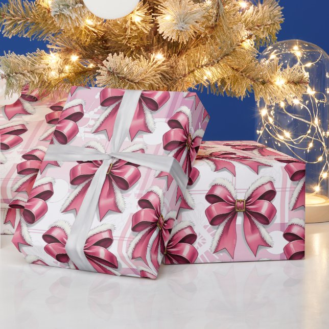 Papel De Presente Padrão de Laço de Flocos de Neve Xadrez de Natal R (Feriados)