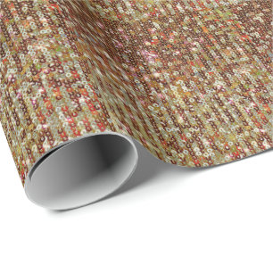 Papel De Presente Padrão de lantejoulas cintilantes em cobre dourado