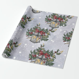 Papel De Presente Padrão de Lanterna de Advento de Natal