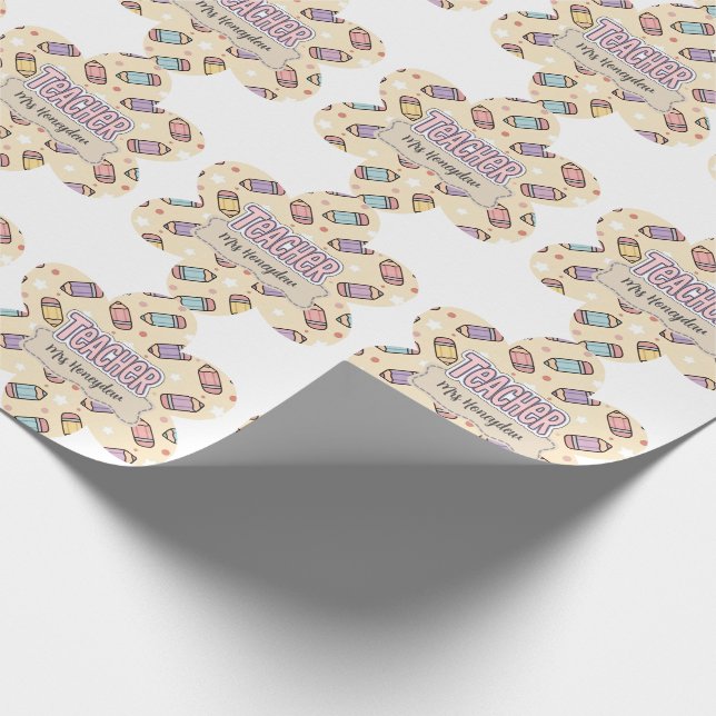 Papel De Presente Padrão de Lápis de Agradecimento à Professora Fofa (Ponta)