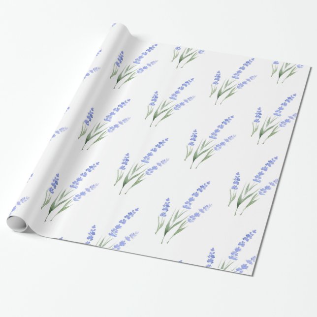 Papel De Presente Padrão de Lavanda de Aquarela (Desenrolado)