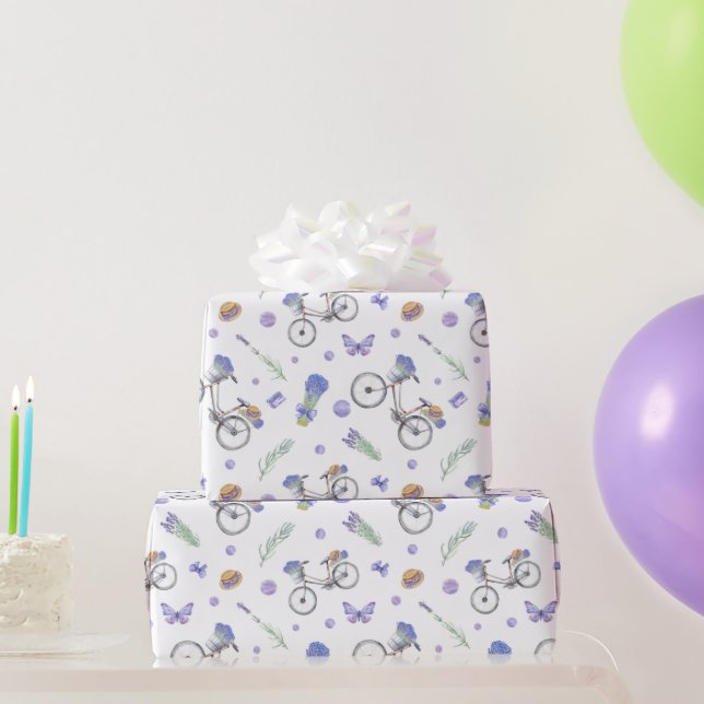 Papel De Presente Padrão de Lavanda Francesa (Presentes para festas)