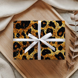 Papel De Presente Padrão de Leopardo Luxuoso Dourado Marrom Ferrugem