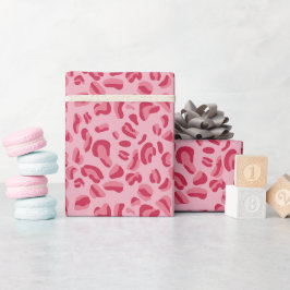 Papel De Presente Padrão de Leopardo Rosa
