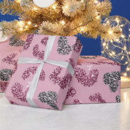 Papel De Presente Padrão de Leopardo Rosa Brilhante