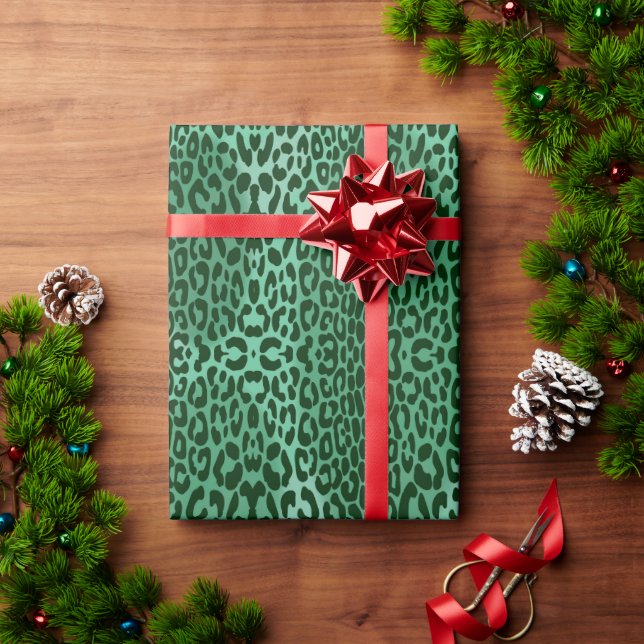 Papel De Presente Padrão de leopardo simétrico contínuo (Presente de Natal)