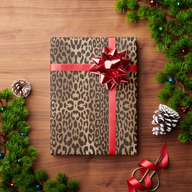 Papel De Presente Padrão de leopardo simétrico contínuo (Presente de Natal)