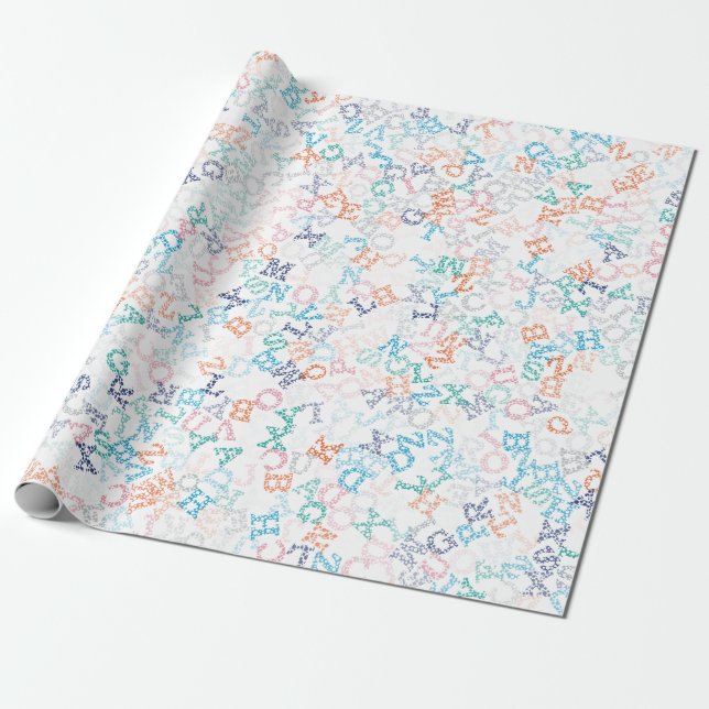 Papel De Presente Padrão de Letra de Desenho Animado Bobble Divertid (Desenrolado)