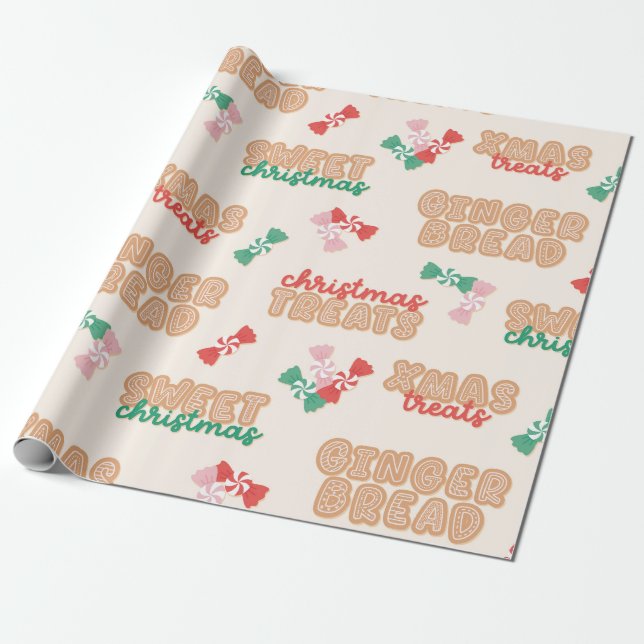 Papel De Presente Padrão de Letras de Natal (Desenrolado)