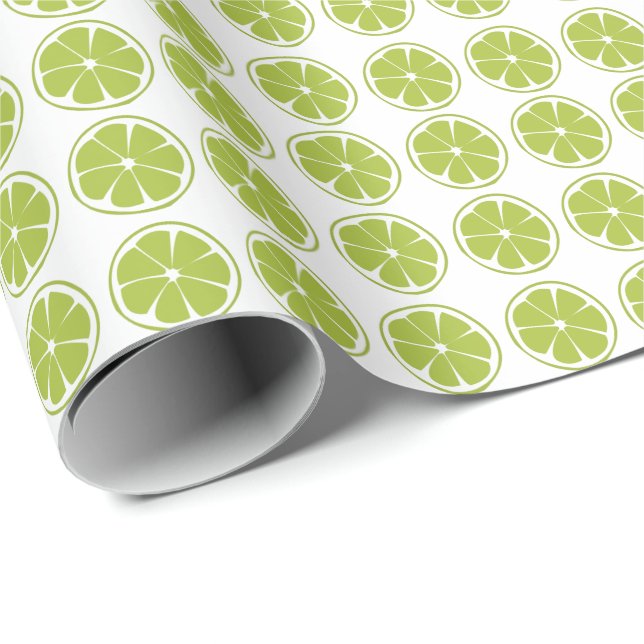 Papel De Presente Padrão de Lima Verde Fruta Lima (Ponta do rolo)
