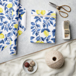 Papel De Presente padrão de limão cítrico Mediterrâneo