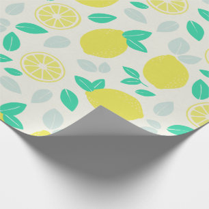 Papel De Presente Padrão de limão de verão em Creme