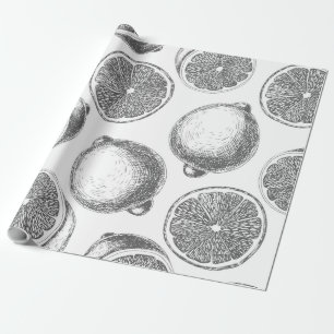 Papel De Presente Padrão de limão desenhado à mão