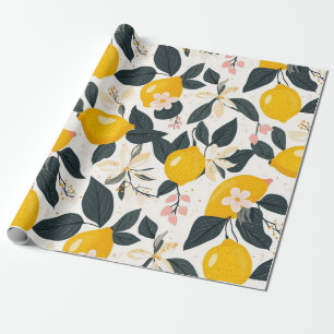 Papel De Presente Padrão de limão e flecha rosa