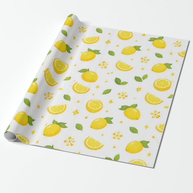 Papel De Presente Padrão de Limão Fresco (Desenrolado)