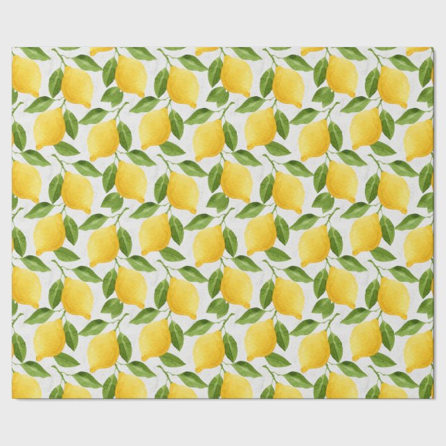 Papel De Presente Padrão de limões de aquarela (Barra)