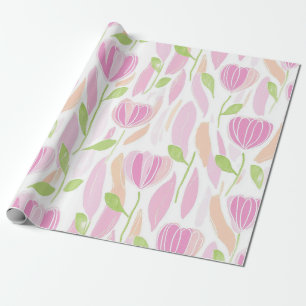 Papel De Presente Padrão de Linha Floral Abstrata Moderna (1)