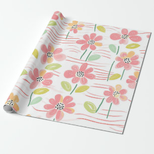 Papel De Presente Padrão de Linha Floral Abstrata Moderna (3)