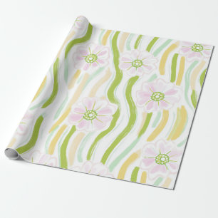 Papel De Presente Padrão de Linha Floral Abstrata Moderna (4)