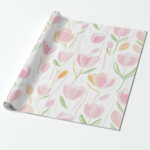 Papel De Presente Padrão de Linha Floral Abstrata Moderna (5)