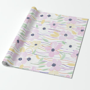 Papel De Presente Padrão de Linha Floral Abstrata Moderna (6)