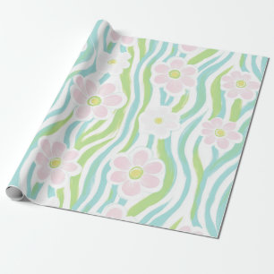 Papel De Presente Padrão de Linha Floral Abstrata Moderna (8)