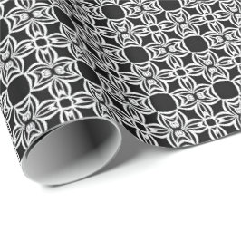 Papel De Presente Padrão de linhas de Mandala Preto e Branco 6