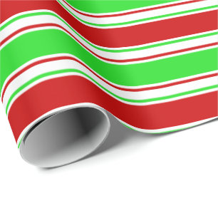 Papel De Presente Padrão de Linhas/Stripes de Cor Vermelha, Branca,